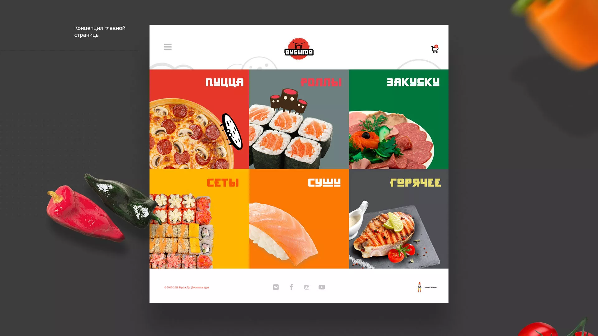 Разработка сайта для пиццерии «BUSHIDO» в Раменском