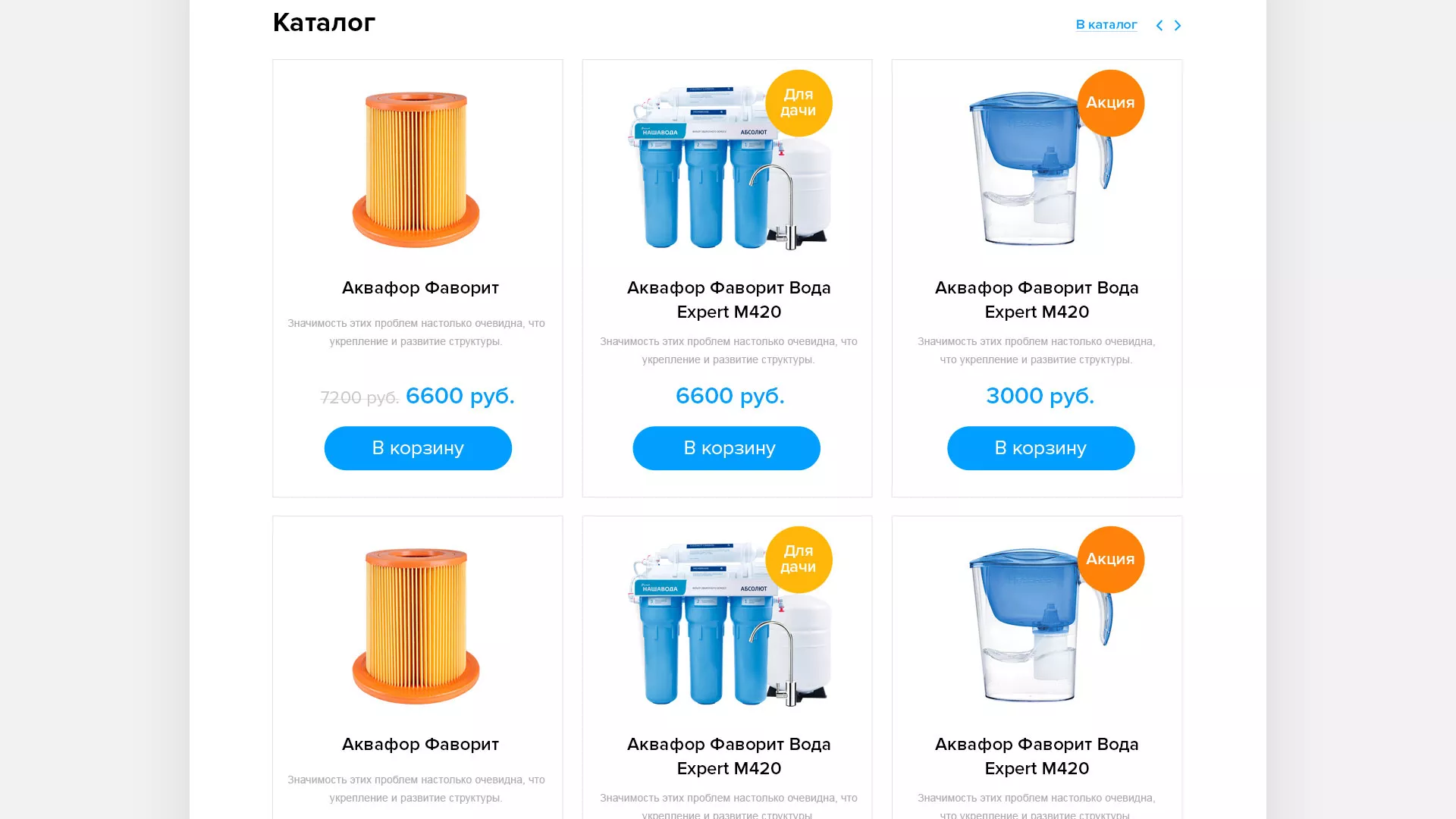 Создание интернет-магазина «Водолей» по продаже фильтров очистных сооружений в Раменском