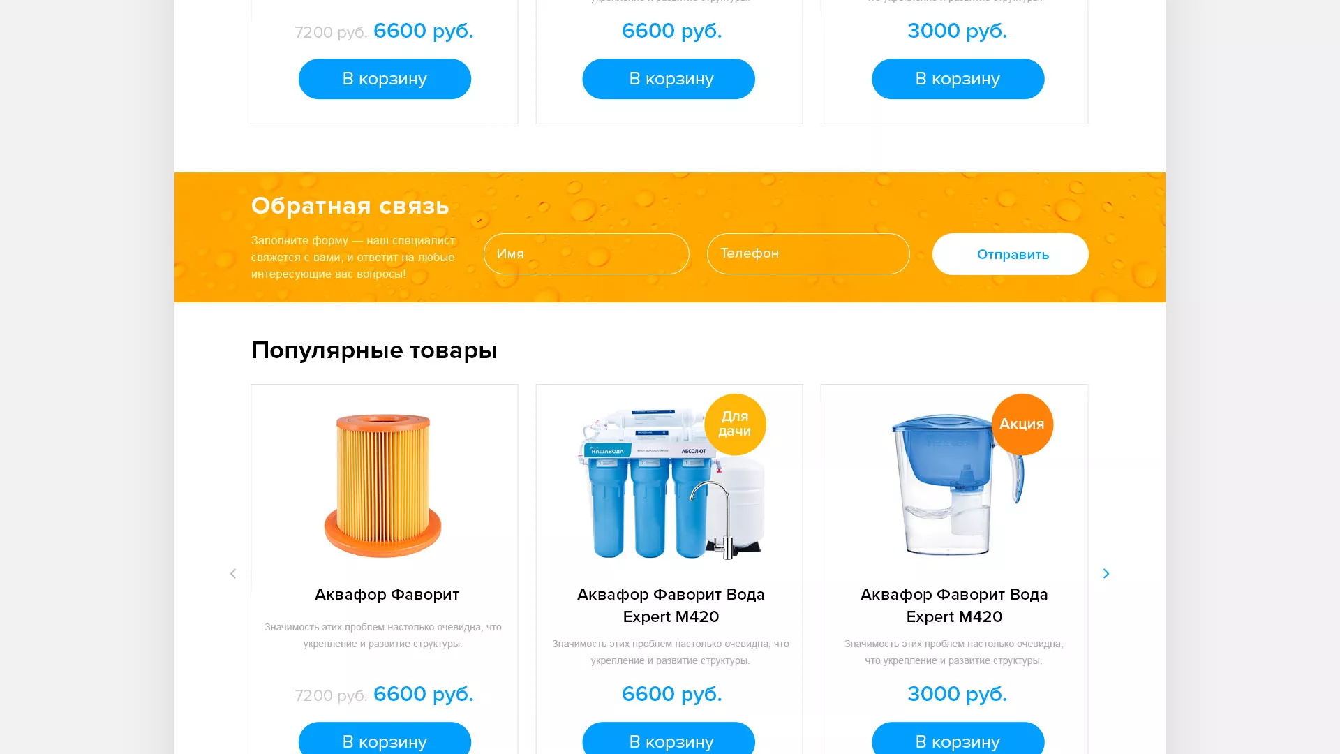 Создание интернет-магазина «Водолей» по продаже фильтров очистных сооружений в Раменском