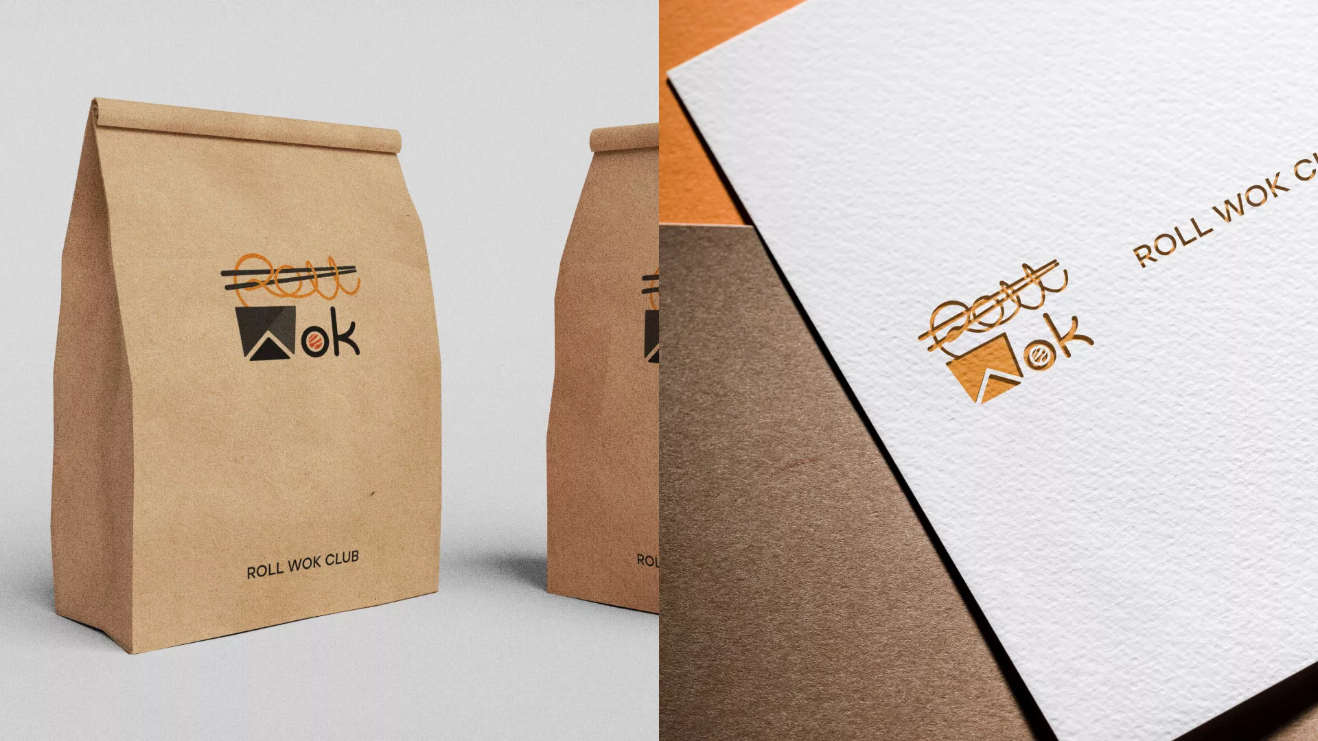 Разработка логотипа суши-бара «Roll Wok Club» в Раменском