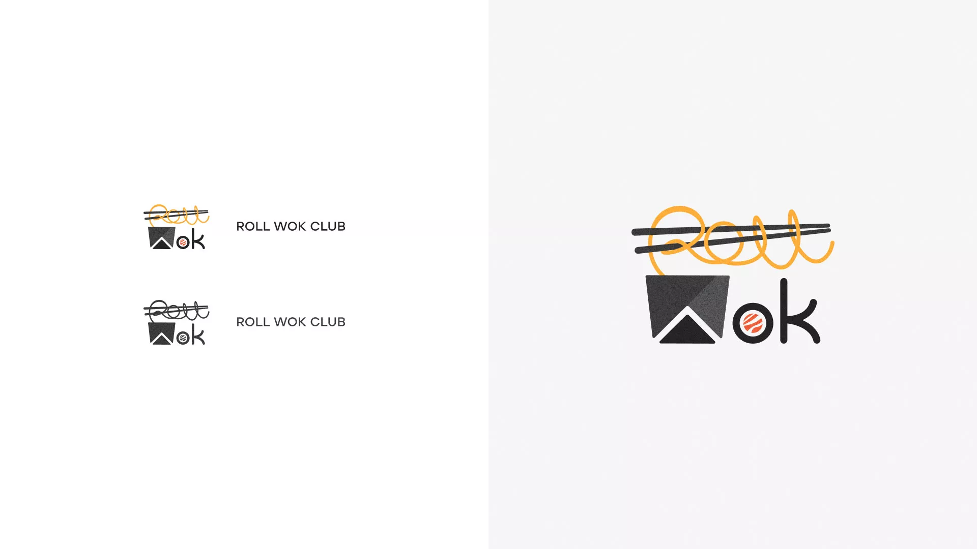 Разработка логотипа суши-бара «Roll Wok Club» в Раменском